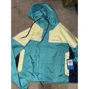 Columbia Women's Flash Challenger Cropped Windbreaker, Bright Aqua/Endive/Noctur